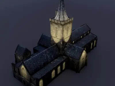 Church St Johns Kirk in Perth Low-poly 3D model