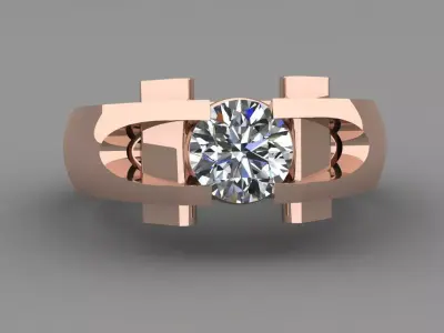 Rose Gold Women Diamond Ring 3D print model 3D print model 37
