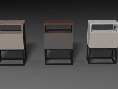 A set of modern bedside tables Low-poly 3D model