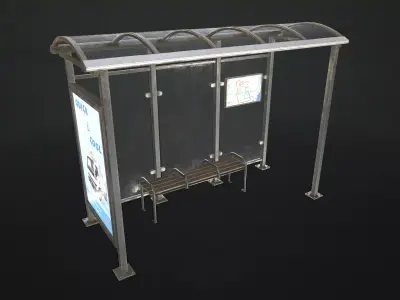 Bus Stop Shelter Low-poly 3D model