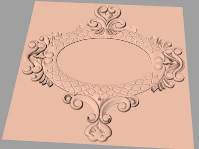 Furniture decorative flower 3D STL model for CNC carving E053 3D model