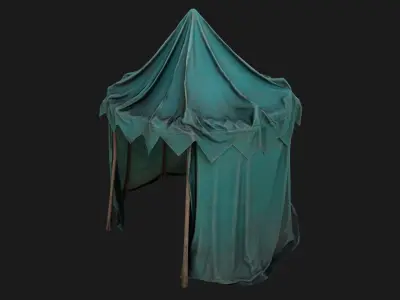 Cylindrical Tent Market Stalls   Low-poly 3D model