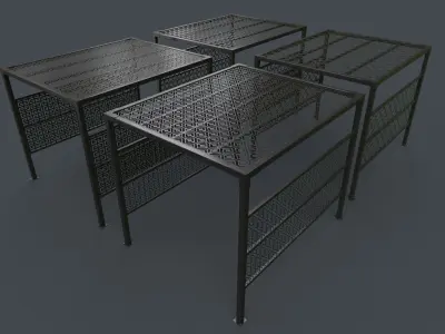 PBR Wooden Pergola Gazebo B2 Low-poly 3D model