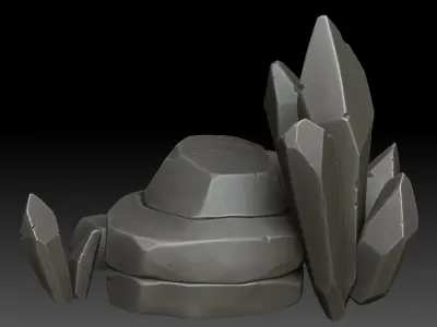 stylized rocks and crystals 3D model