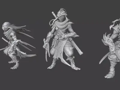 Fantasy Shadow Assassins LowPoly Low-poly 3D model