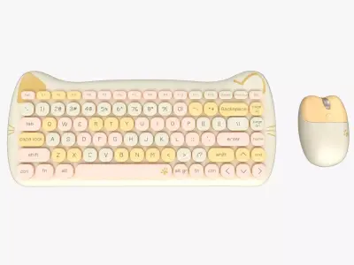 Wireless Keyboard Mouse Set Yellow Tones Version 3D model