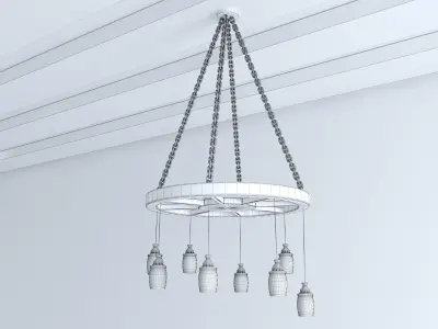 Wooden Chandelier Free 3D model