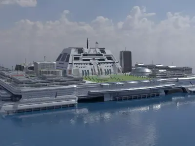 Futuristic Platform City  Modular Sci-Fi 3D model