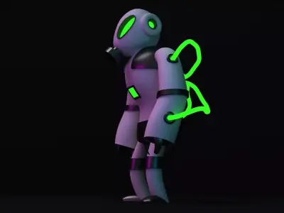 Slim-Man robot with glowing eyes Low-poly 3D model