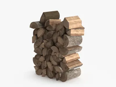 Pile of Wood Low-poly 3D model