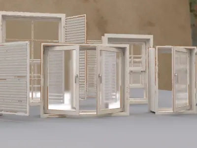 Standard Modular Windows Low-poly 3D model