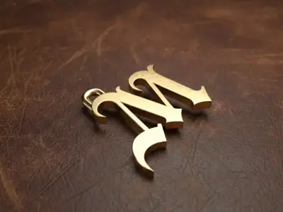 Gothic Letter M Pendant 3D print model