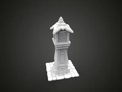 medieval urban stone lantern 4 3D print model