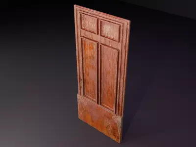 Vintage Distressed Wood Door Game Asset Low-poly 3D model