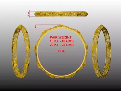 COLLECTION OF LIGHT WEIGHT BANGLES   3D print model