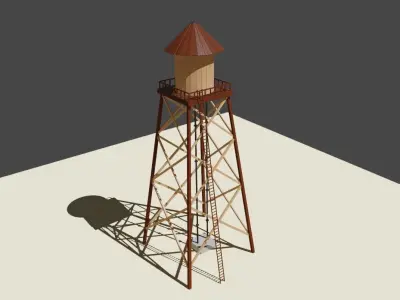 Water Tower Old West - Caixa de agua Low-poly 3D model