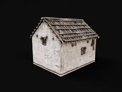 Village White Clay House 1 Low-poly 3D model
