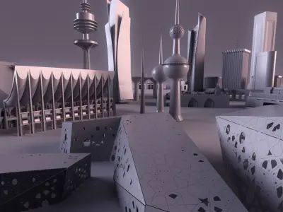Kuwait Landmarks Cityscape Skyline 3D model