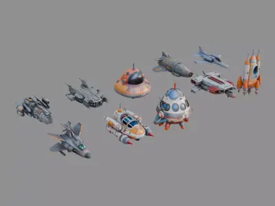 Spacecraft Pack Collection Low-poly 3D model