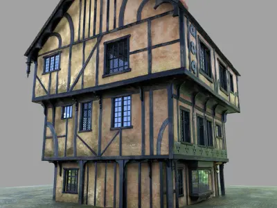 Wide Tudor House 3D model