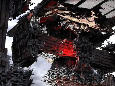 Dark Cyberpunk Solar city Kit bash 3D model