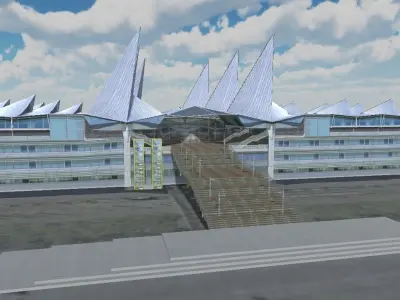 Antwerp Law Courts low-poly 3d model Low-poly 3D model