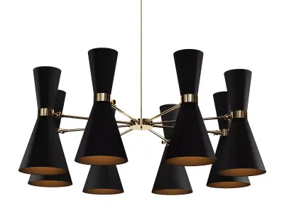 BARBELL X chandelier with shades and gold accents 3D model