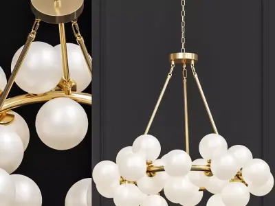 Arya 25 Light Satin Gold Chandelier 3D model