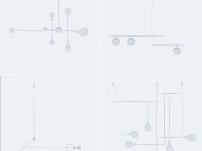 4 chandeliers pendant light with circular shape hanging from ... Low-poly 3D model