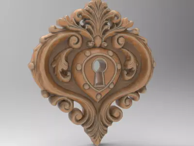 Baroque Heart Shaped Keyhole for Vintage Furniture 3D print model