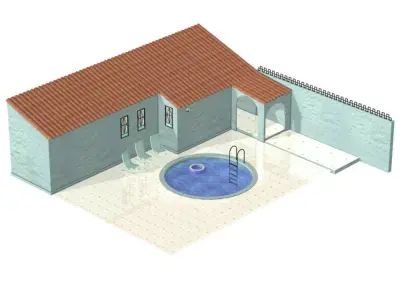 Mediterranean Villa Pool 3D model