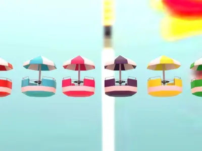 Ferris wheel cabins Low-poly 3D model