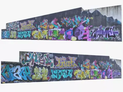Big graffiti wall 3D model