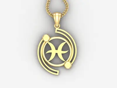Galaxy Pisces Light Gold Pendant Version 8 3D print model