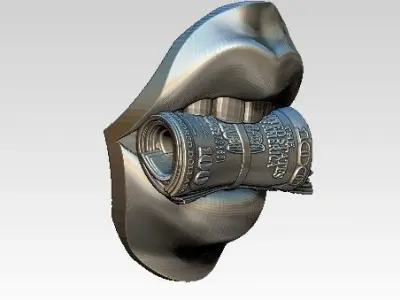 Million Hundred Thousand Dollar Lady Mouth Money roll lip 3D print model