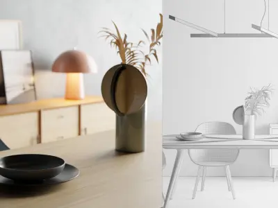 Free - Dining Set Scandinavian Style Free low-poly 3D model