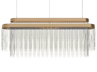 Babel chandelier with clear glass and brass rods 3D model