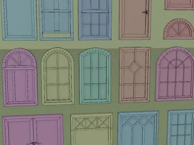 A collection of windows 3D model