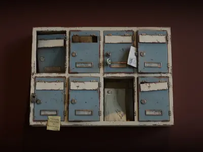 Old Mailboxes Low-poly 3D model