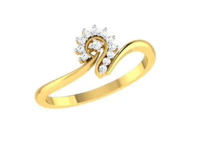 Light Weight Yellow Gold Diamond Ring  -R-4188 3D print model