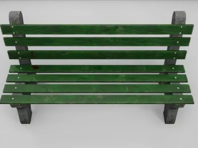Worn wooden bench Low-poly 3D model