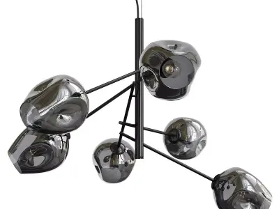 Branching Bubble Chandelier Vertical Gray Low-poly 3D model