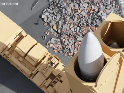  LRHW Launcher with Deployed Hypersonic Missiles Animated Rigged for Cinema 4D 