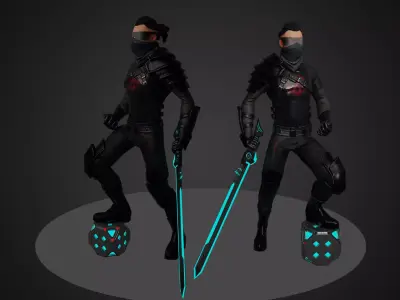 3d Ninja gaming character  Low-poly 3D model
