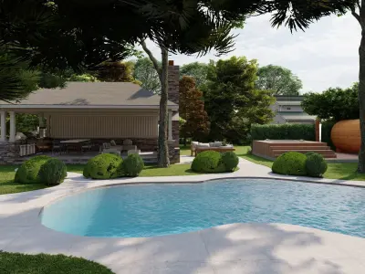 3D Exterior Scene 3D model design garden and landscape 3D model 32