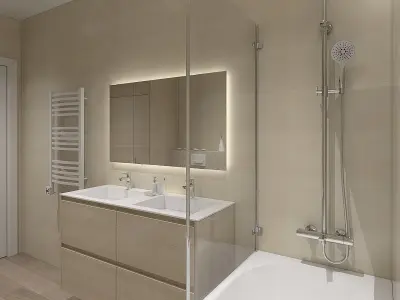 Cozy bathroom with decorative tiles 3D model
