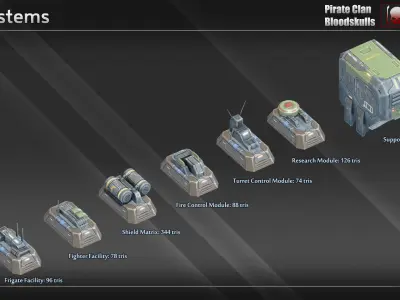 Spaceship Warlord Carrier Low-poly 3D model
