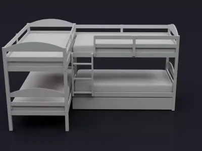 Kids Bed  Low-poly 3D model