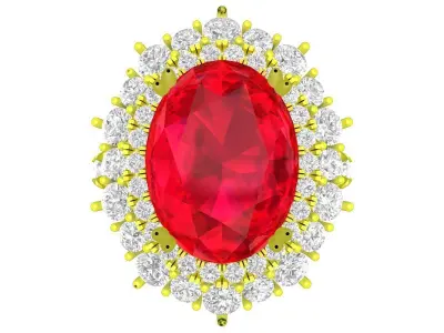 Luxury Oval Halo Ruby Style Gold Ring for Women 7890 3D print model