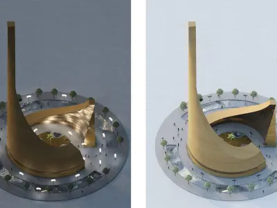 Dancing Tower 3D Model  Architectural Maquette rendering 3D model